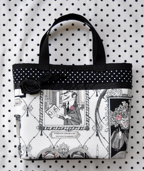 Ghastlie Gallery and Polka Dots Purse with Black Rose and Feathers 
