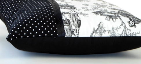 Midnight Pastoral and Polka Dots Pillow side view