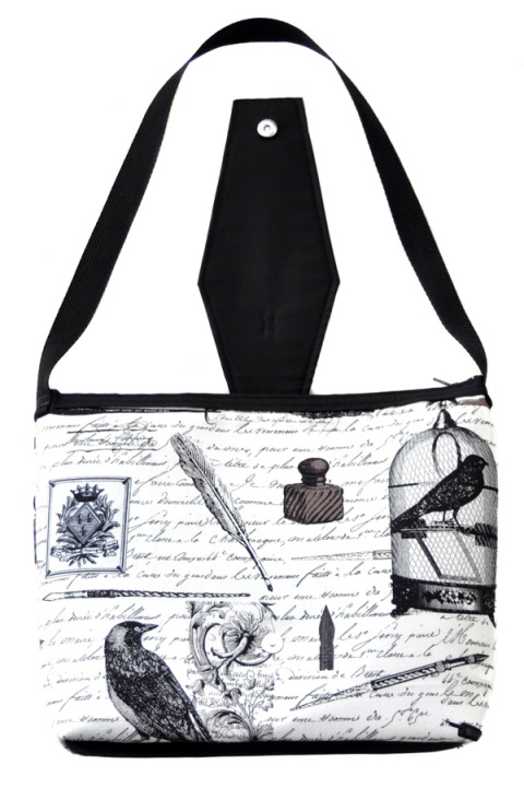 Edgar Ravens and Poetry Purse with Coffin Flap - Open Flap